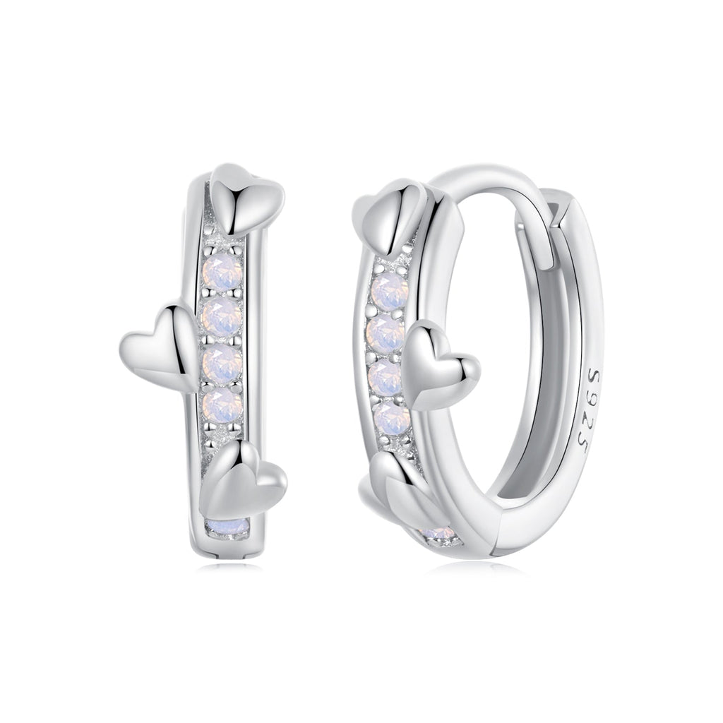 925 Sterling Silver Nano Opal Earrings for Women - White Gold Plated - 12x5mm