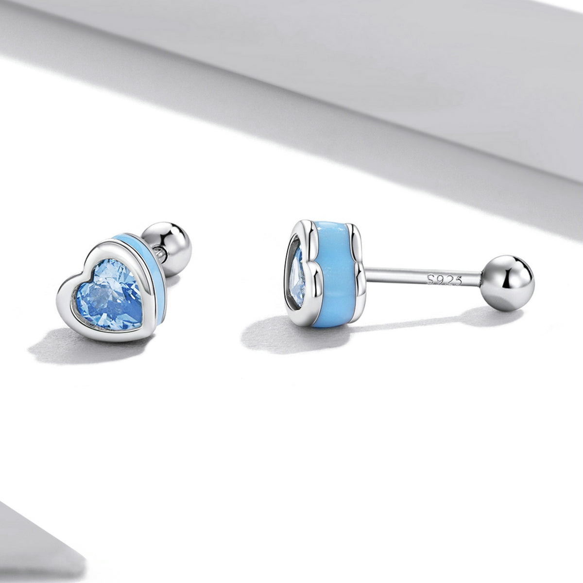 925 Sterling Silver Earrings with Pavé Setting and Enamel for Women