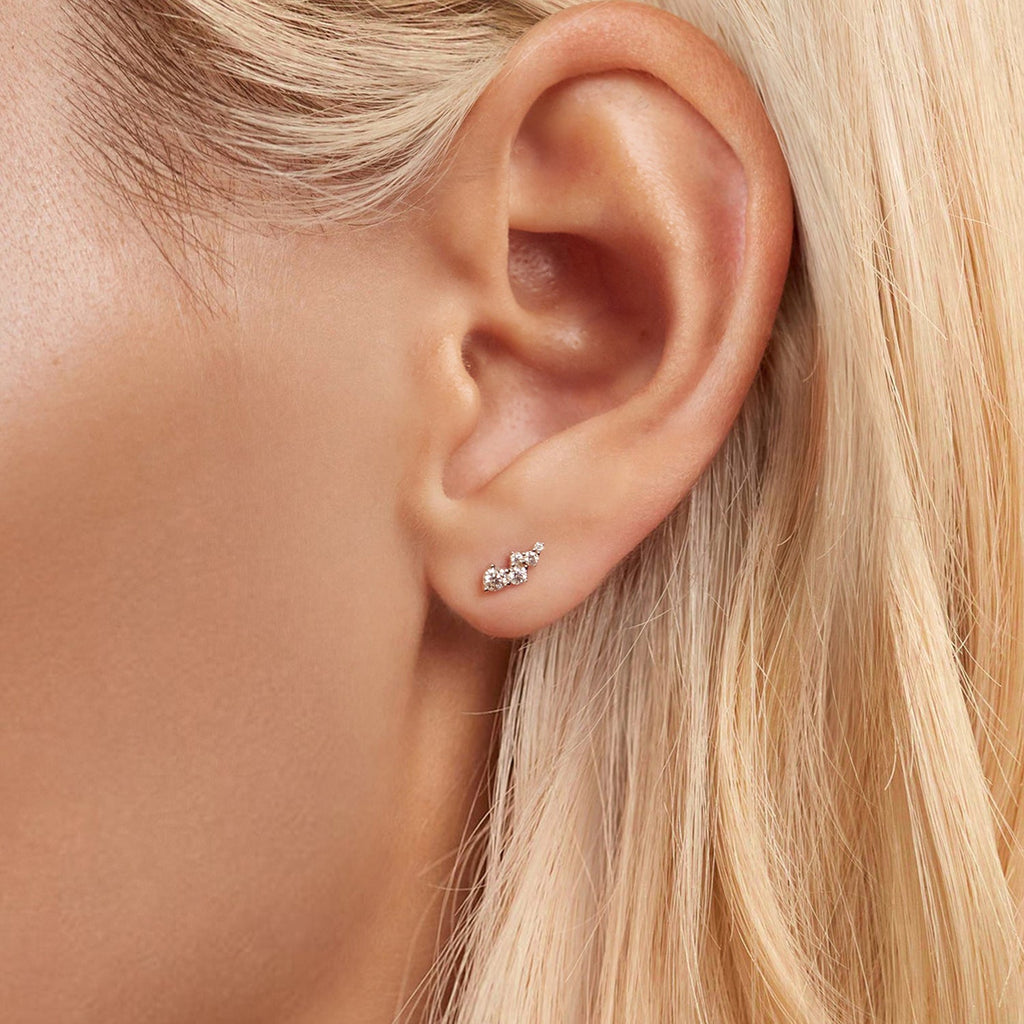 925 Sterling Silver Moissanite Earrings with White Gold Plating for Women