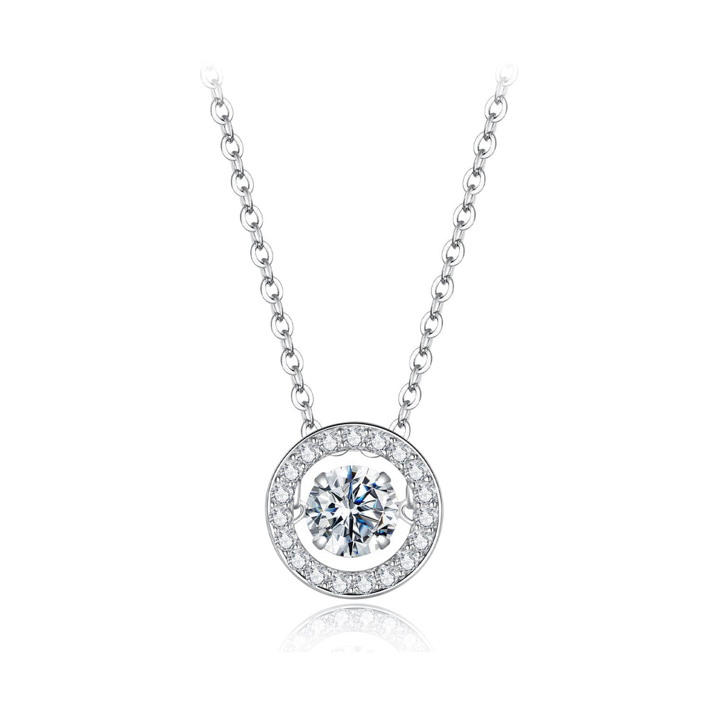 925 Sterling Silver Moissanite Pendant Necklace for Women - 40+5cm, White Gold Plated, Elegant Jewelry