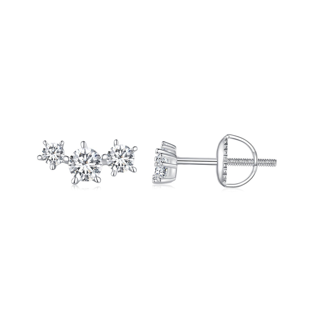925 Sterling Silver Moissanite 0.01 Carat Earrings Size 4*9mm for Women