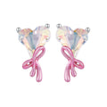 925 Sterling Silver Enamel Earrings with Transparent Glass for Women