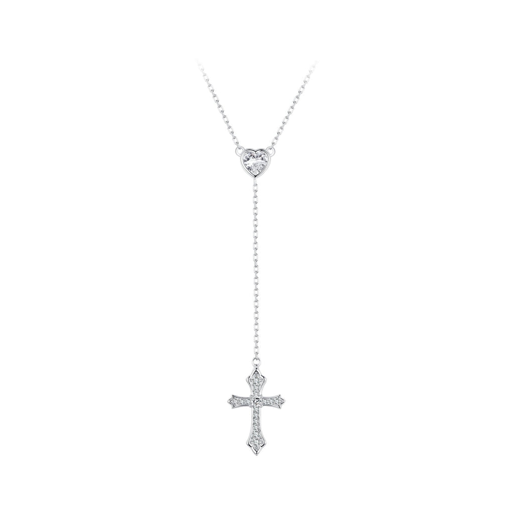 925 Sterling Silver White Gold Plated Necklace with CZ Pavé Setting for Women