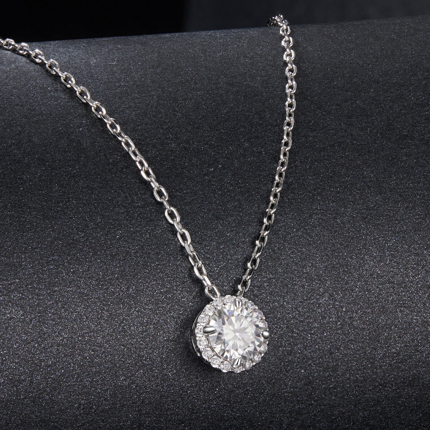 925 Sterling Silver Moissanite Necklace 40+5cm with Pavé Setting for Women