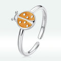 S925 Sterling Silver Ladybird Enamel Ring for Women