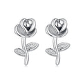 925 Sterling Silver Earrings plated with White Gold, 0.9*0.5cm for Women