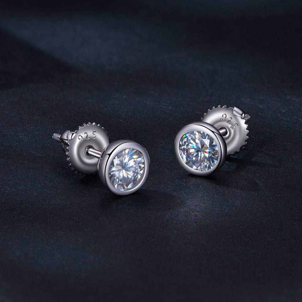 925 Sterling Silver 5.0mm Moissanite Earrings for Women