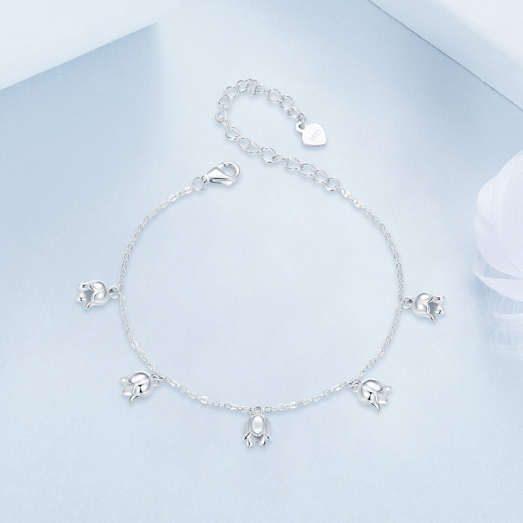 925 Sterling Silver Plated White Gold 12x41mm Pendant Bracelet