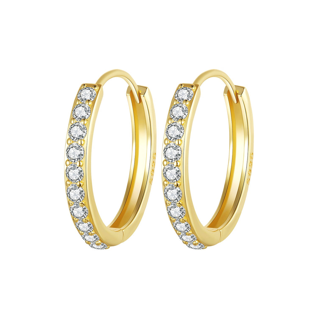 925 Sterling Silver Pavé Setting Gold Plated Earrings for Women