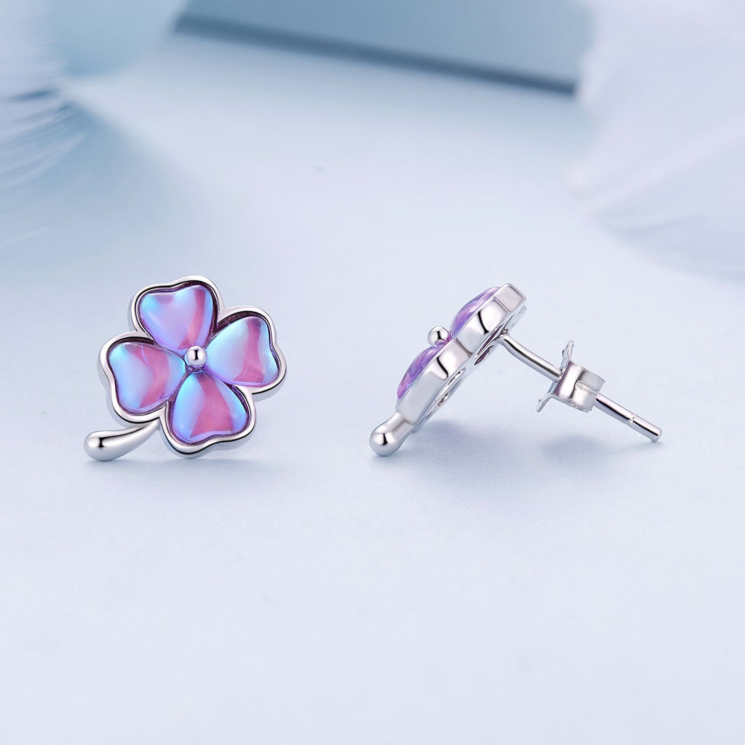 925 Sterling Silver Transparent Glass Earrings for Women