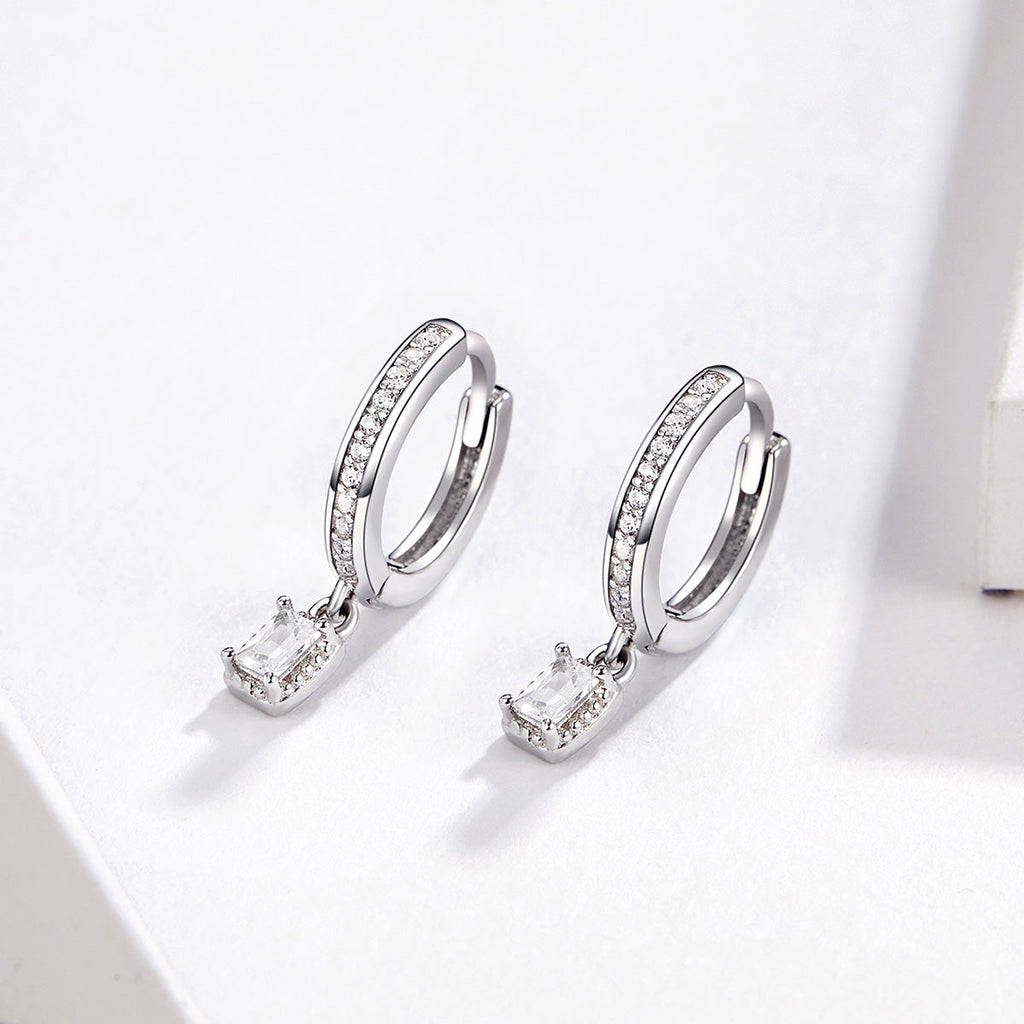925 Sterling Silver 1.7cm Pavé Setting CZ Earrings