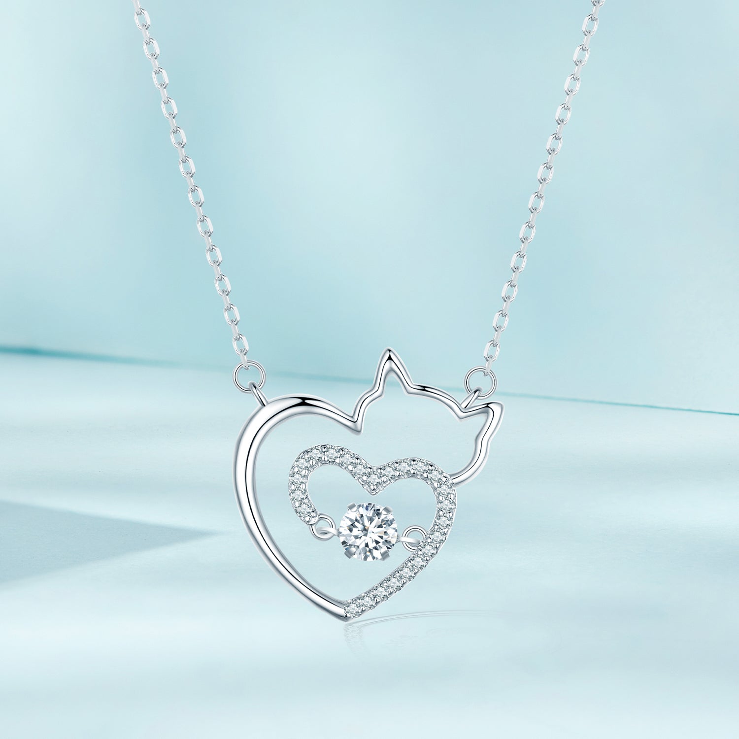 925 Sterling Silver Necklace with 19*18mm Pavé Setting CZ Pendant
