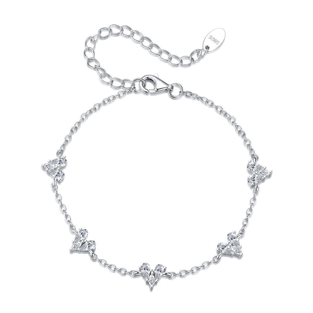925 Sterling Silver Bracelet with White Gold Plating and CZ Paving for Women