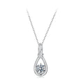 925 Sterling Silver 1 Carat Moissanite Necklace with White Gold Plating - 40+5cm Length for Women