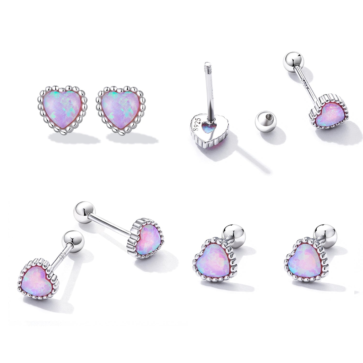 925 Sterling Silver Translucent Opal Earrings for Women