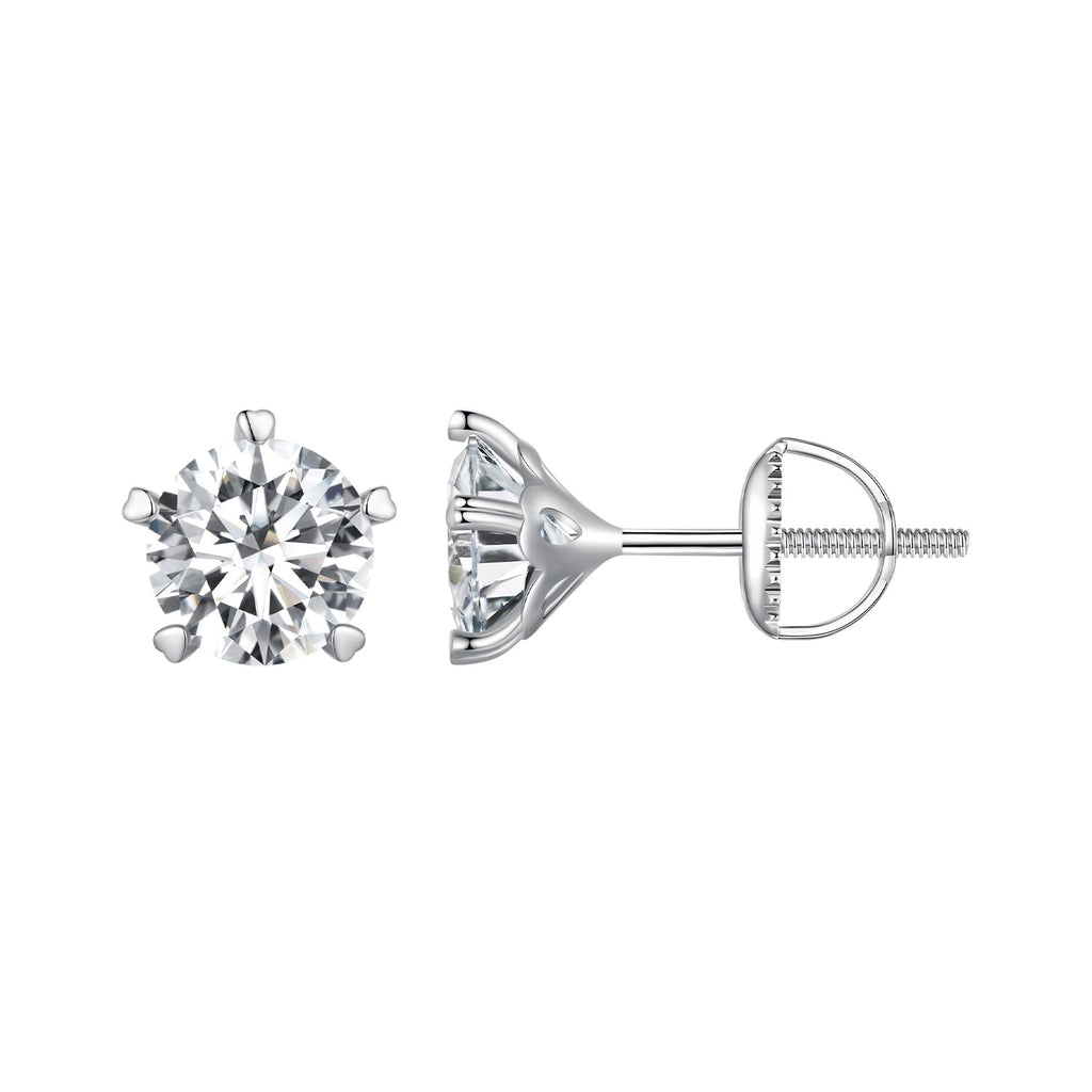 925 Sterling Silver Moissanite 0.50 Carat Earrings 6.0mm for Women