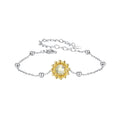 925 Sterling Silver White Gold Plated Bracelet with Transparent Glass Charm for Women