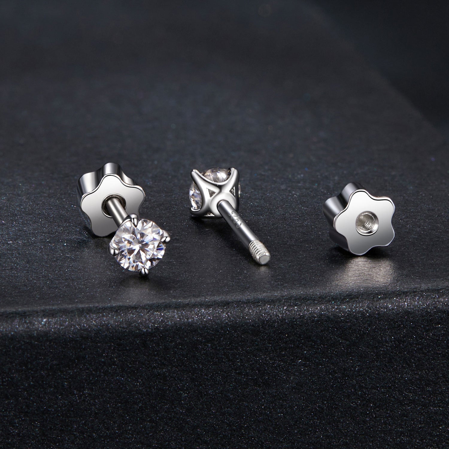 925 Sterling Silver Moissanite Stud Earrings for Women - 0.5ct, 0.6cm Size, White Gold Plated