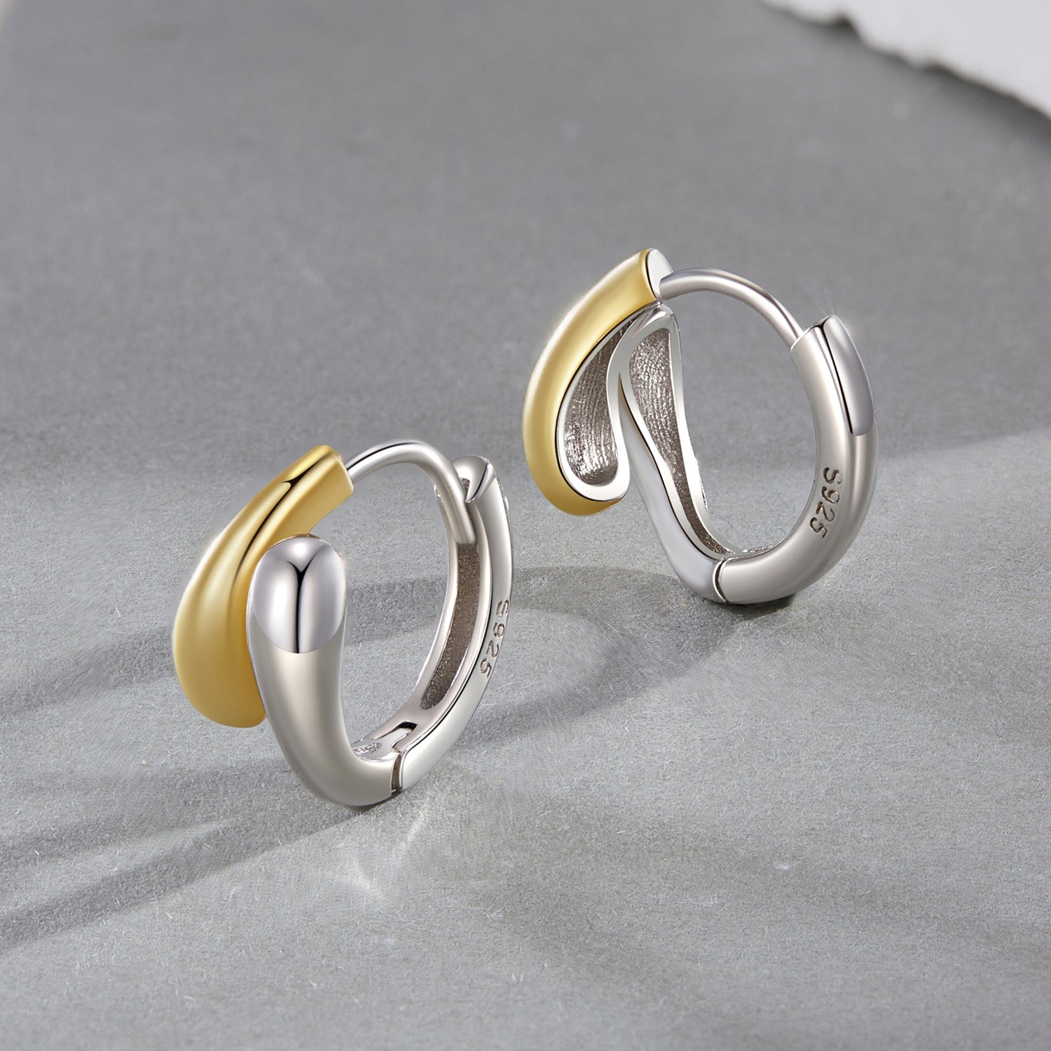 925 Sterling Silver & Plated Gold & Plated White Gold Earrings