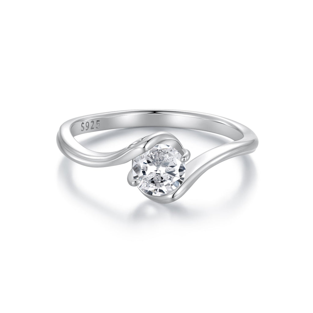 925 Sterling Silver 5mm Moissanite Ring for Women