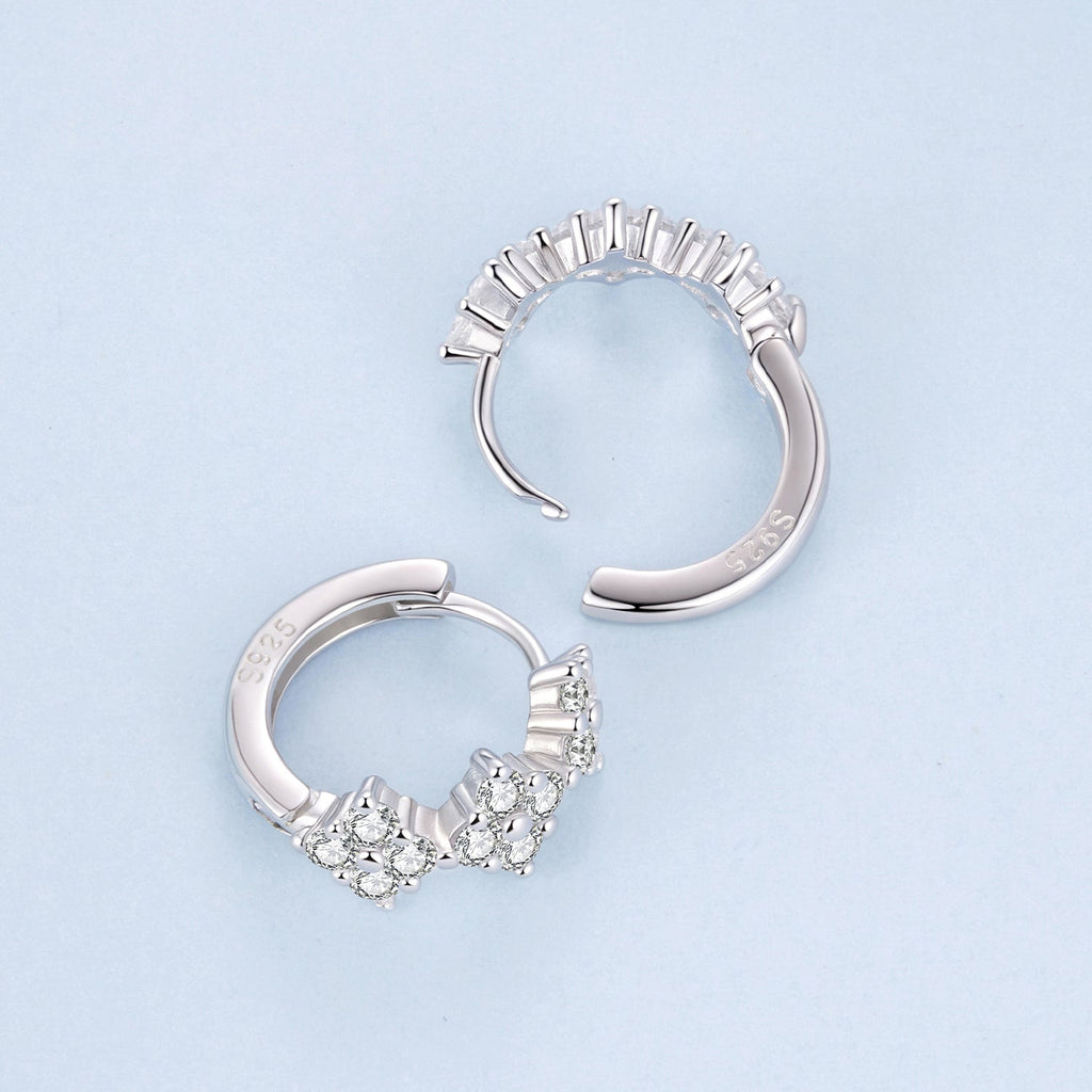 925 Sterling Silver Earrings with Pavé Setting CZ - 1.2*0.65cm, White Gold Plated for Women