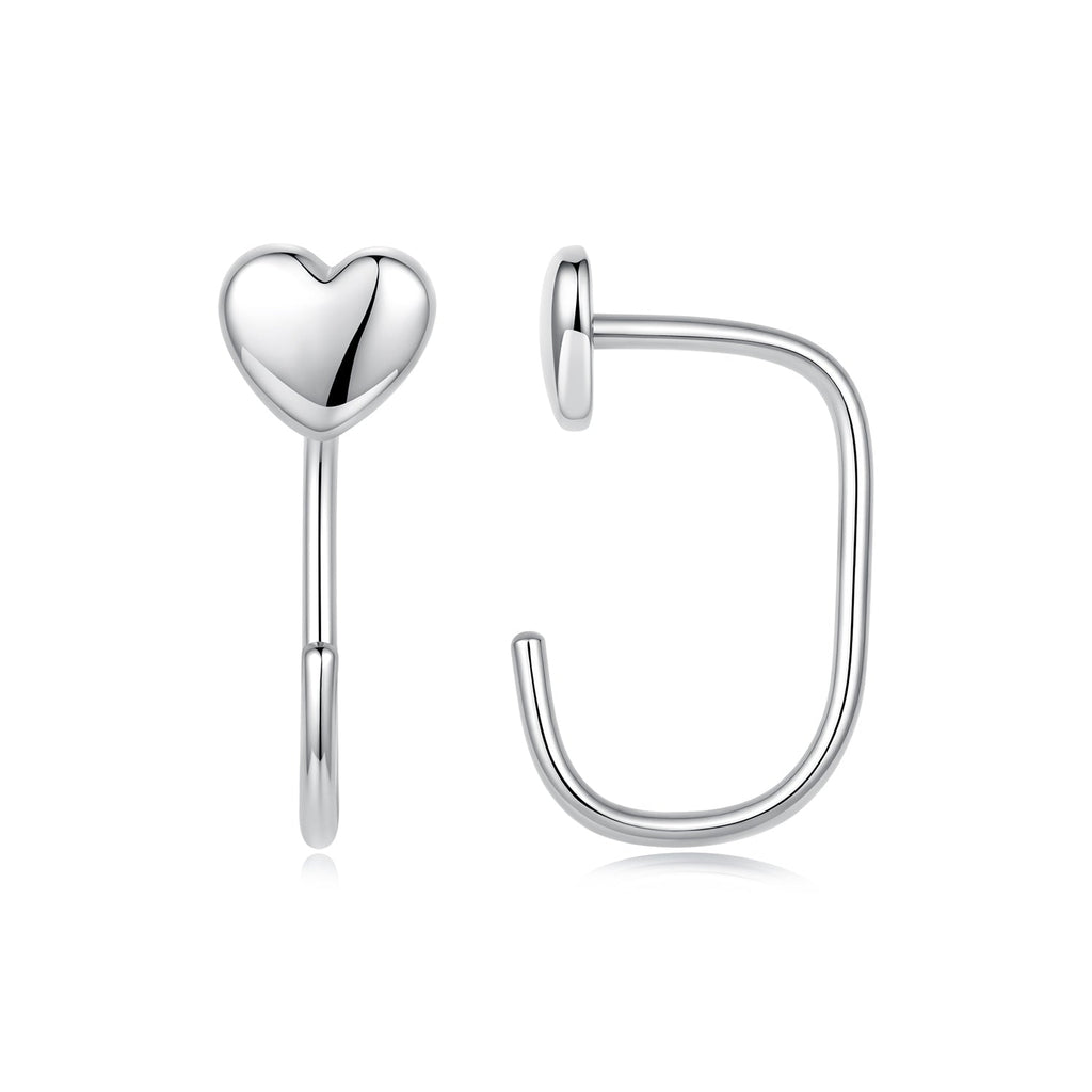 925 Silver White Gold Plated 1.4cm Brass Earrings for Women