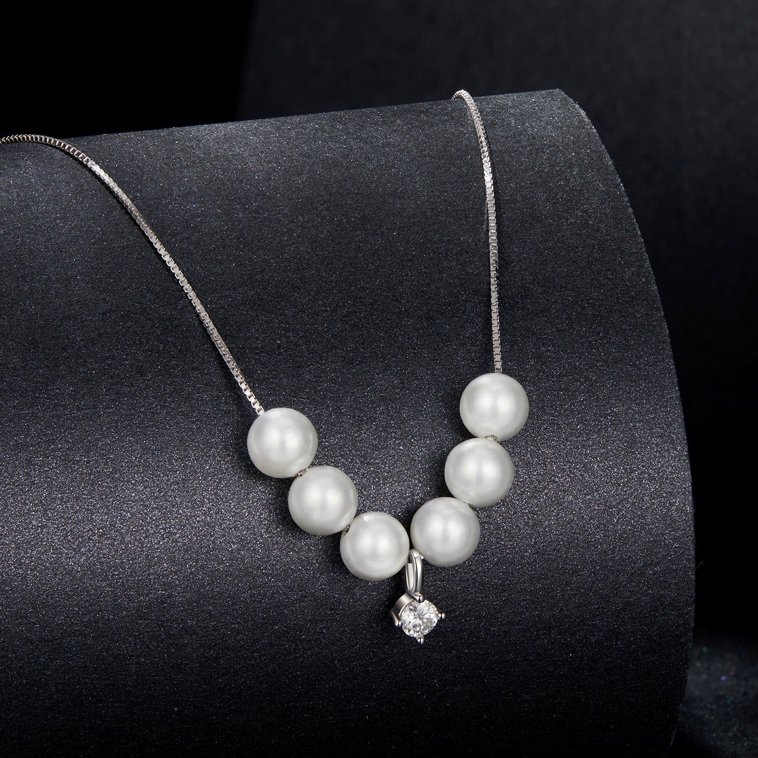 925 Sterling Silver Moissanite & Quality Shell Pearl Adjustable Necklace for Women
