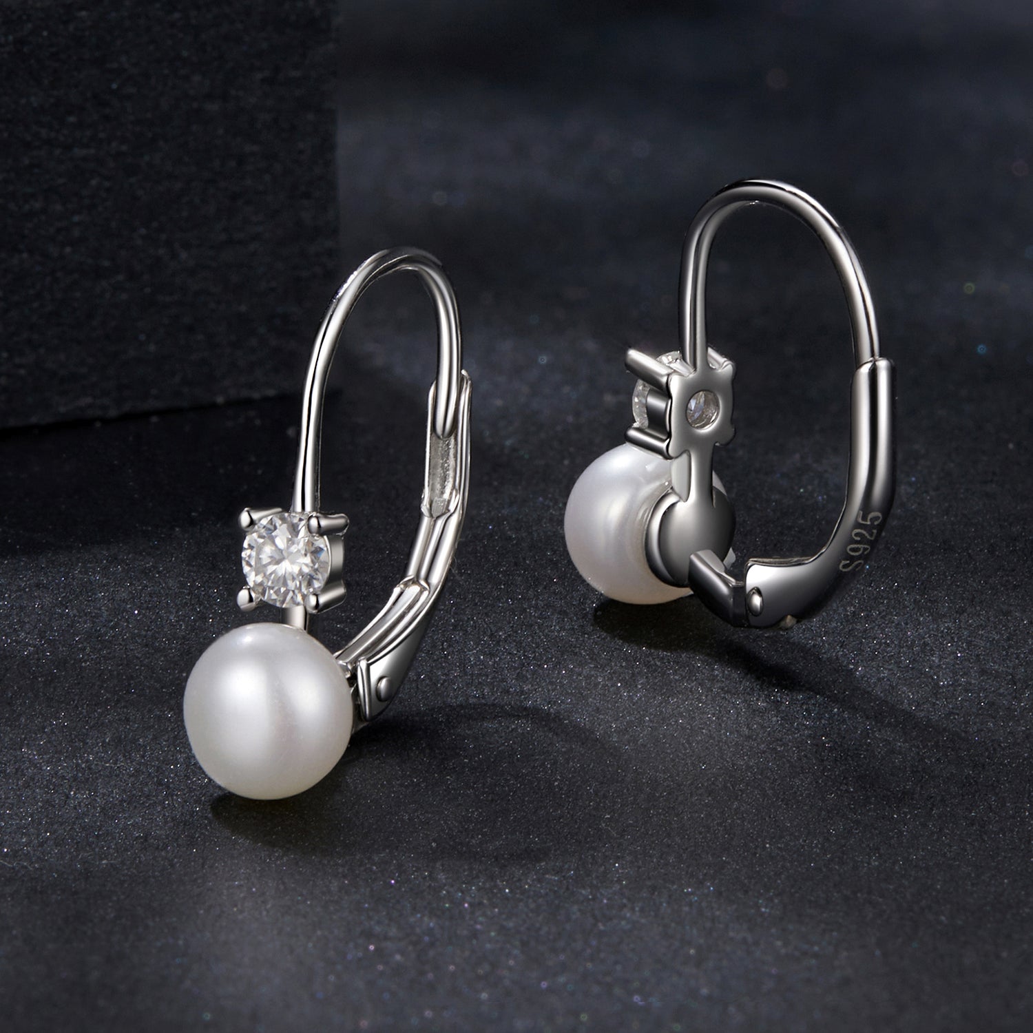925 Sterling Silver & Moissanite 0.30 Carat Earring with Freshwater Pearl for Women