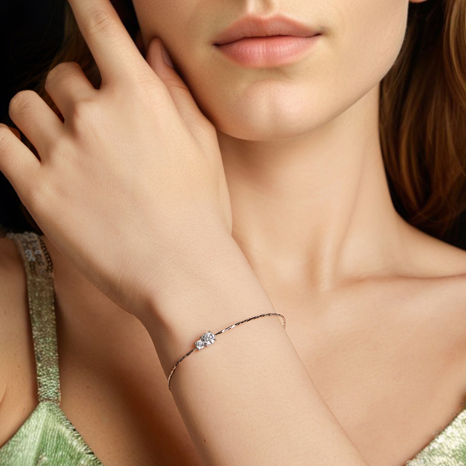 925 Sterling Silver 0.2 Carat Genuine Moissanite Bracelet for Women