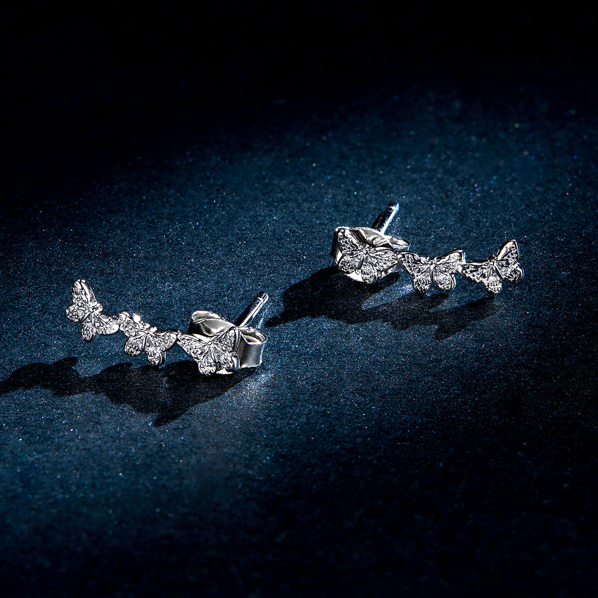 925 Sterling Silver Earrings - 1.4x0.5 cm - Platinum Plated for Women