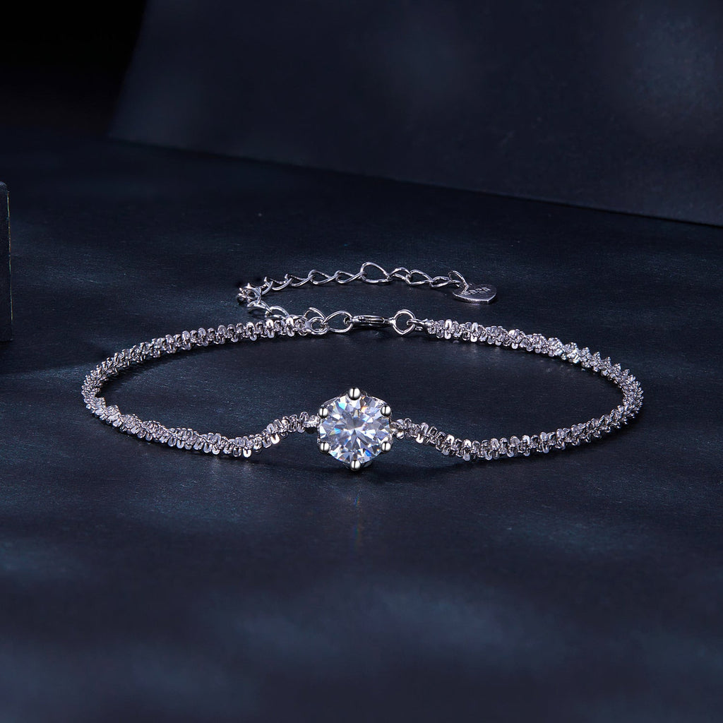 925 Sterling Silver 1 Carat Moissanite Bracelet for Women