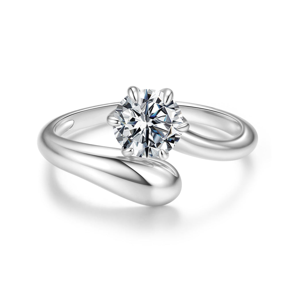 925 Sterling Silver 1 Carat Moissanite Ring for Women