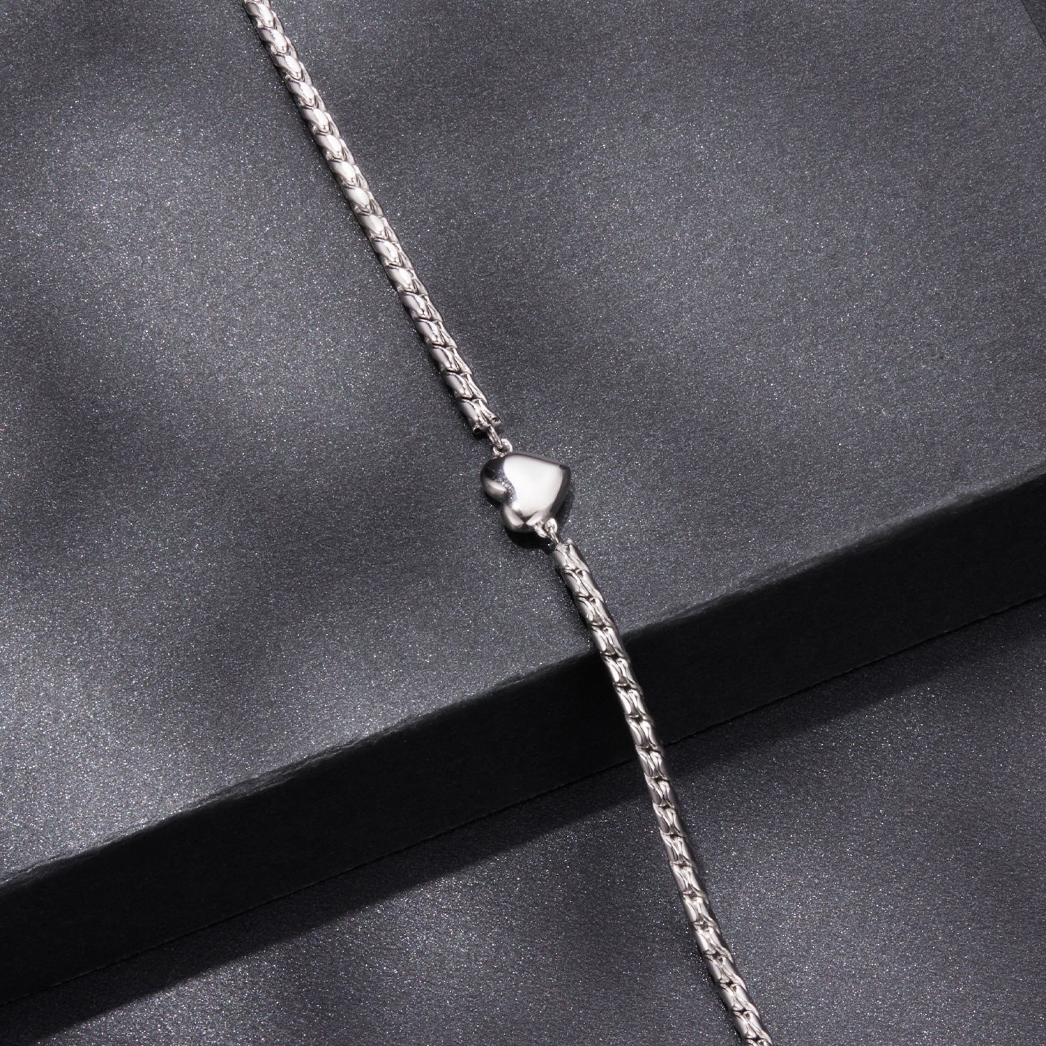 925 Sterling Silver Moissanite Heart Bracelet for Women - Silver - 15+6cm Length, 0.3cm Thickness