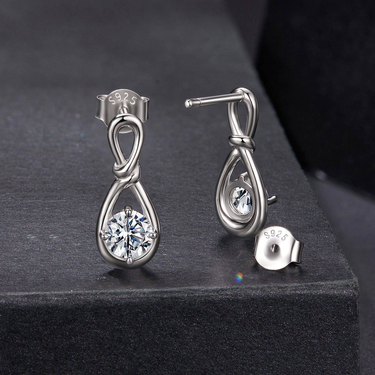 925 Sterling Silver 0.5 Carat Moissanite Earrings for Women