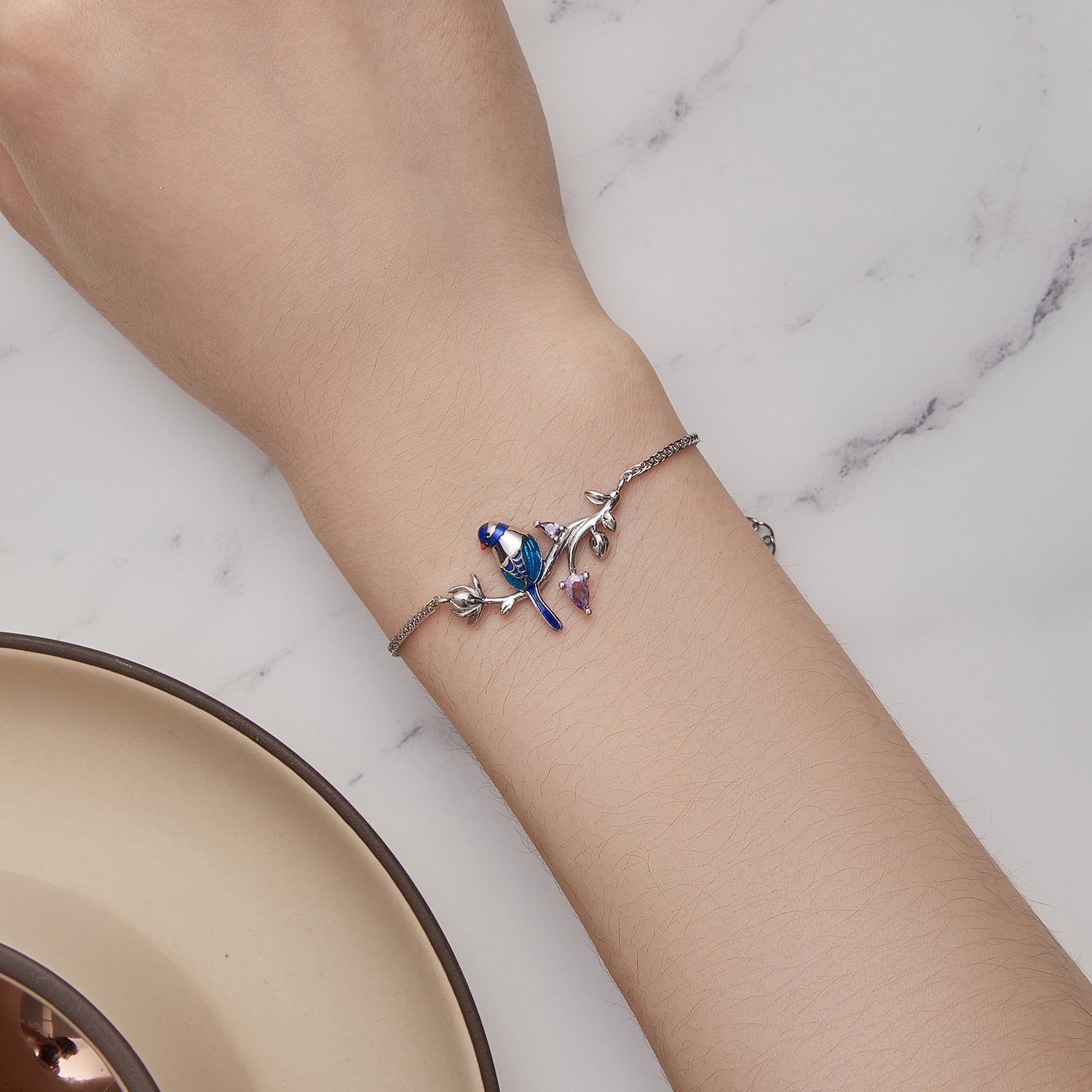 925 Sterling Silver Enamel Bracelet with Pavé Setting CZ