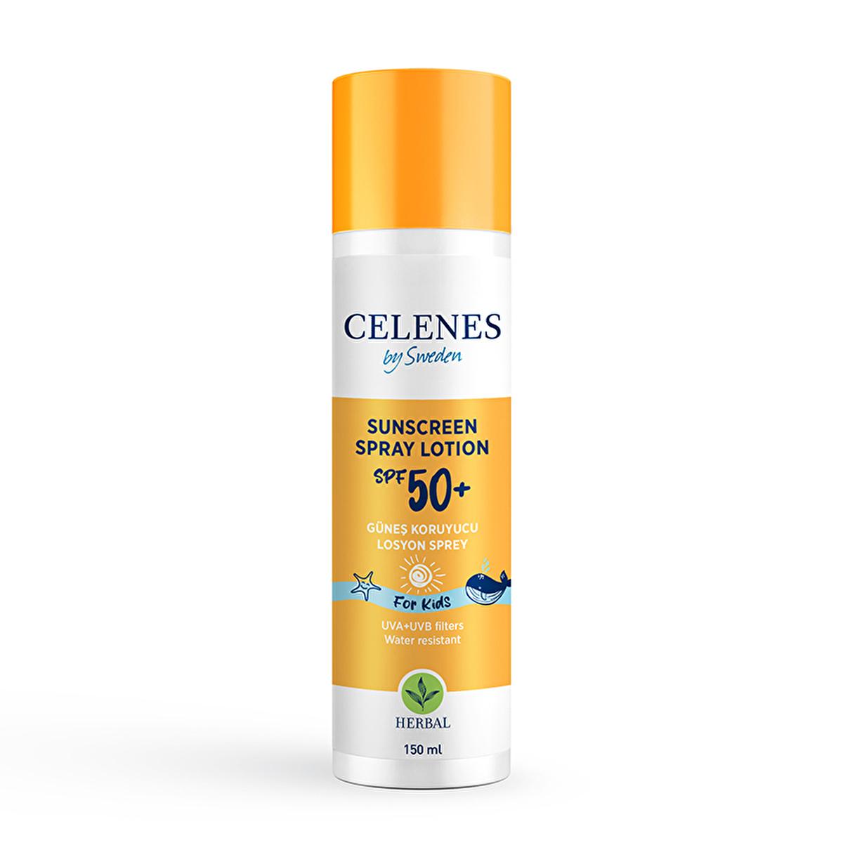 Celenes Herbal: 50+ SPF Children's Sunscreen Lotion Spray - Gentle, Water & Sand Resistant, Paraben-Free - Ultimate Sun Protection for Sensitive Skin