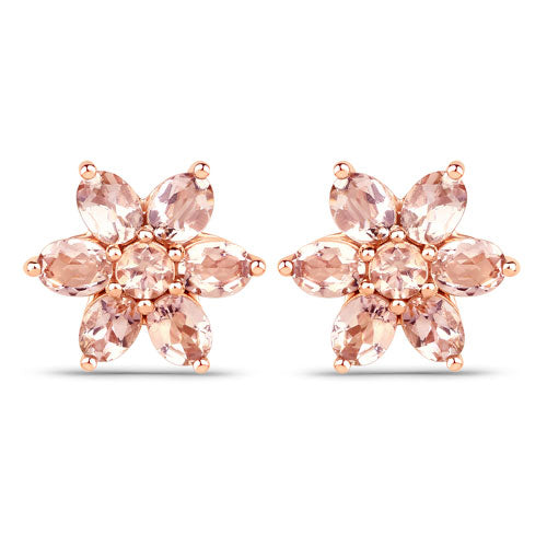 1.98 Carat Genuine Morganite 10K Rose Gold Earrings