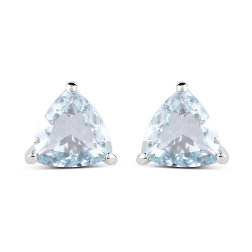 1.26 Carat Genuine Aquamarine .925 Sterling Silver Earrings