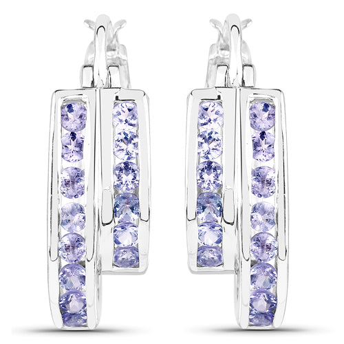 1.40 Carat Genuine Tanzanite .925 Sterling Silver Earrings