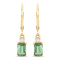 1.28 Carat Genuine Green Tourmaline and White Diamond 14K Yellow Gold Earrings