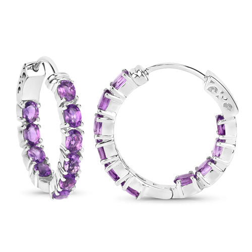 3.20 Carat Genuine Amethyst .925 Sterling Silver Earrings