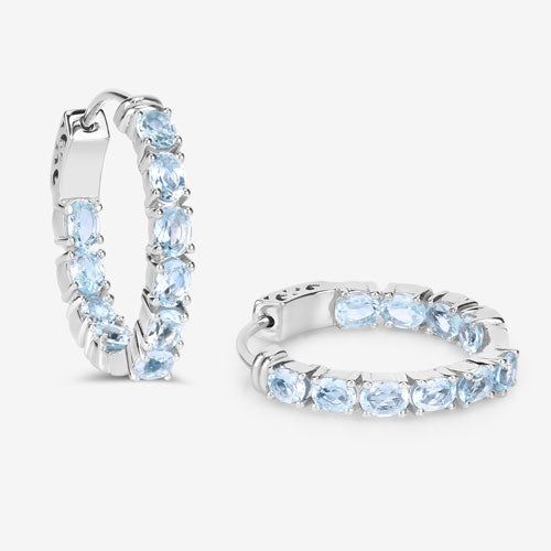 3.80 Carat Genuine Blue Topaz .925 Sterling Silver Earrings