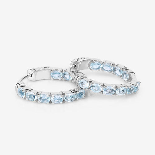 3.80 Carat Genuine Blue Topaz .925 Sterling Silver Earrings