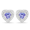 1.18 Carat Genuine Tanzanite & White Topaz .925 Sterling Silver Earrings