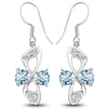 5.06 Carat Genuine Blue Topaz and White Topaz .925 Sterling Silver Earrings