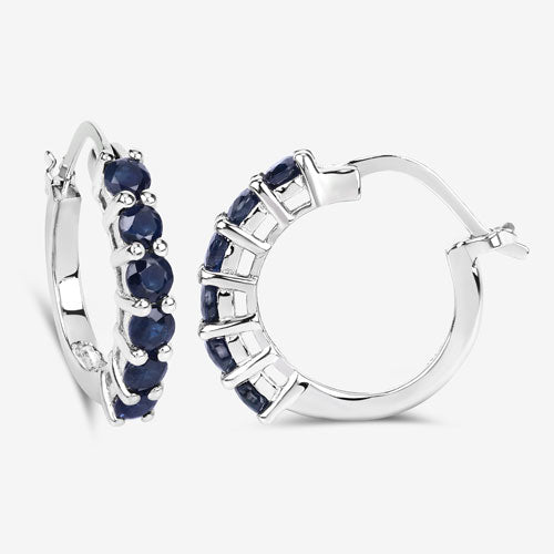 1.32 Carat Genuine Blue Sapphire .925 Sterling Silver Earrings