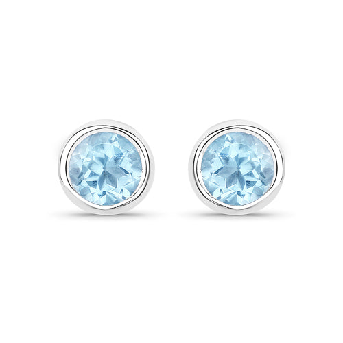 1.20 Carat Genuine Blue Topaz .925 Sterling Silver Earrings