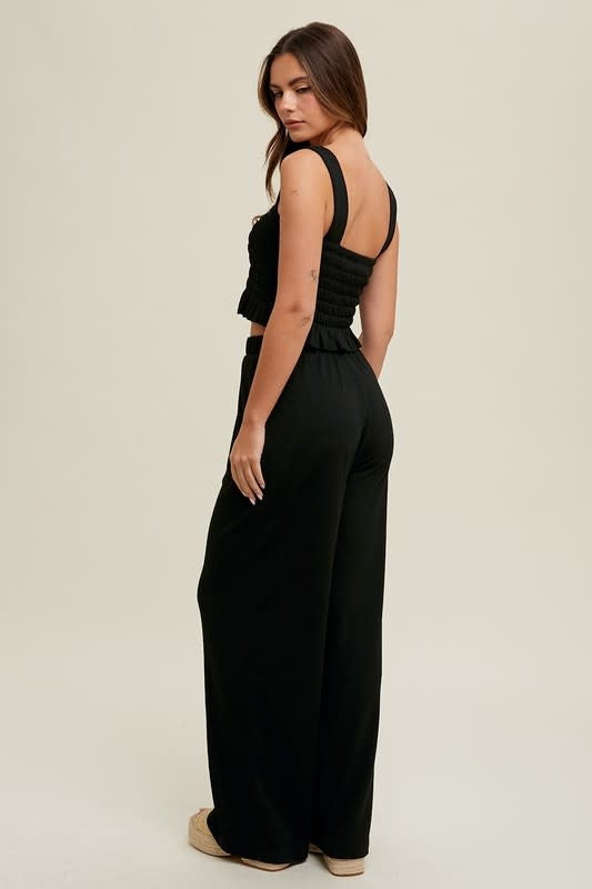 Crinkle Knit Tank - Black