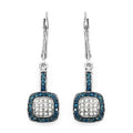 0.45 Carat Genuine Blue Diamond & White Diamond .925 Sterling Silver Earrings