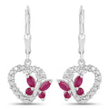0.59 Carat Genuine Ruby and Created White Sapphire .925 Sterling Silver Earrings